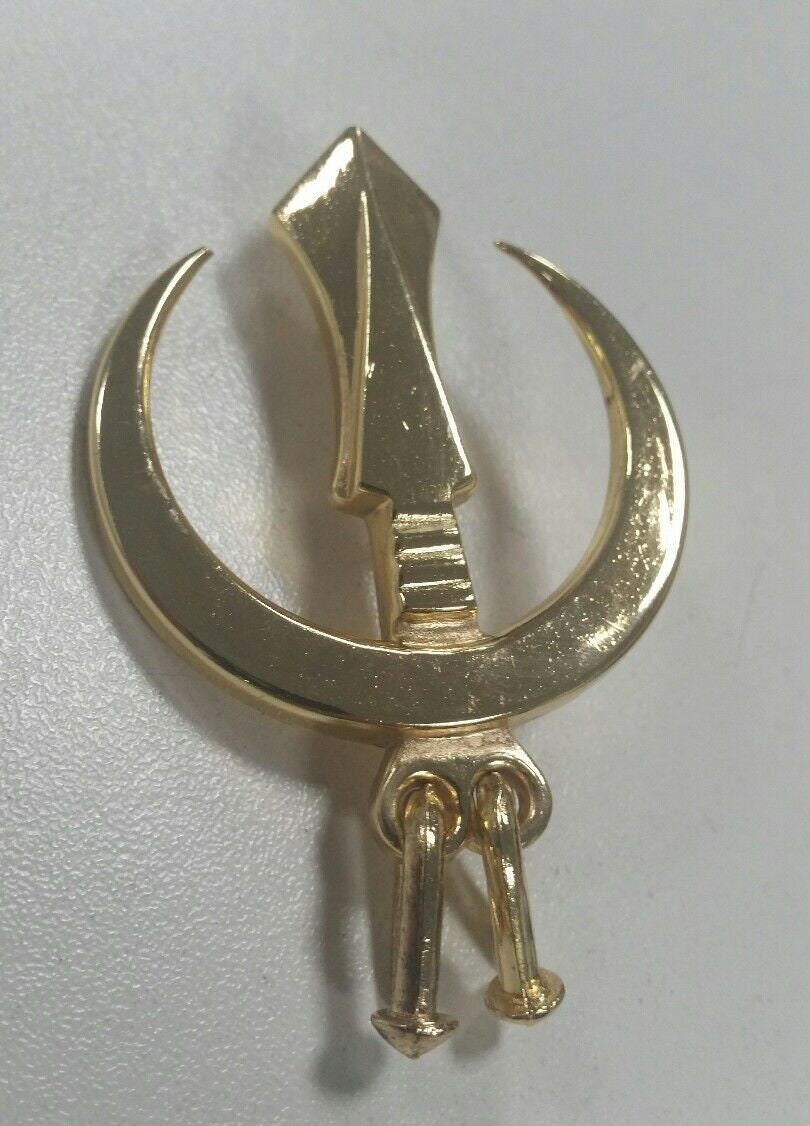 Stunning gold plated sikh large chand tora brooch steel pin singh turban patka