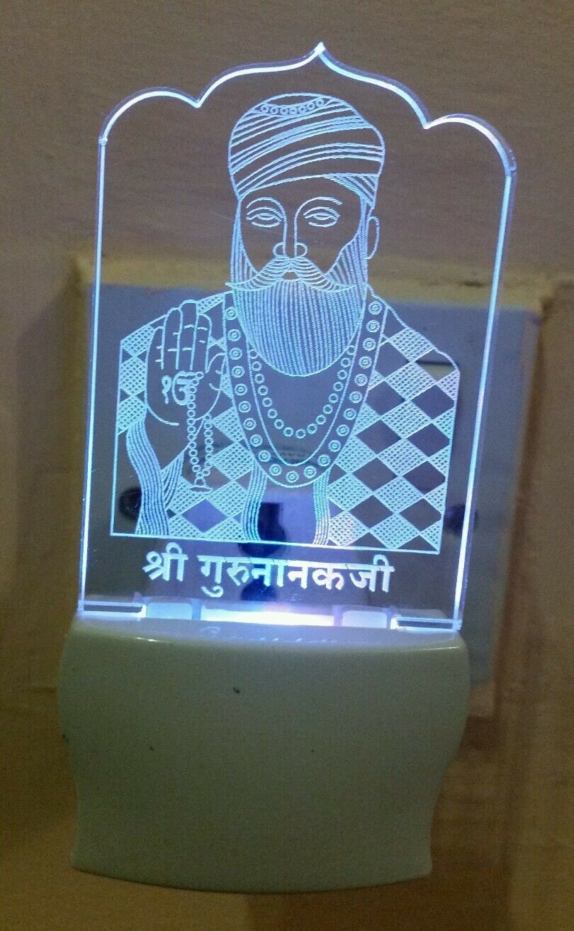 Led guru nanak night light lamp colour changing soft light religious sikh gift