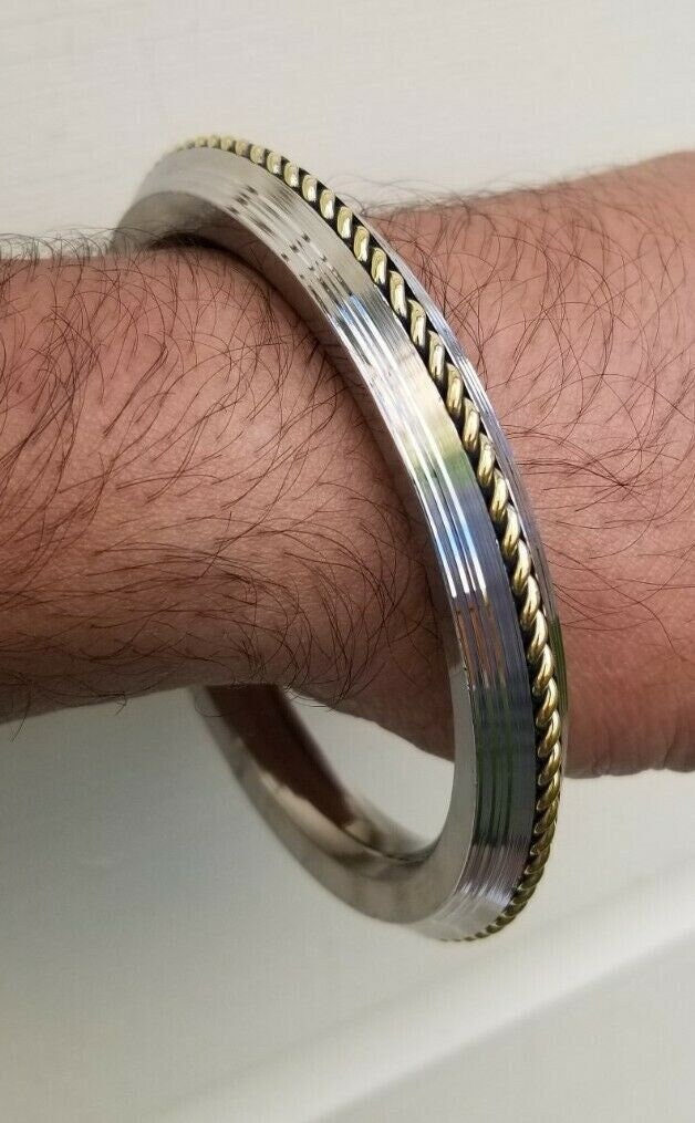 Sikh kara stainless steel twisted brass wire rope edge kada singh kaur bangle w5