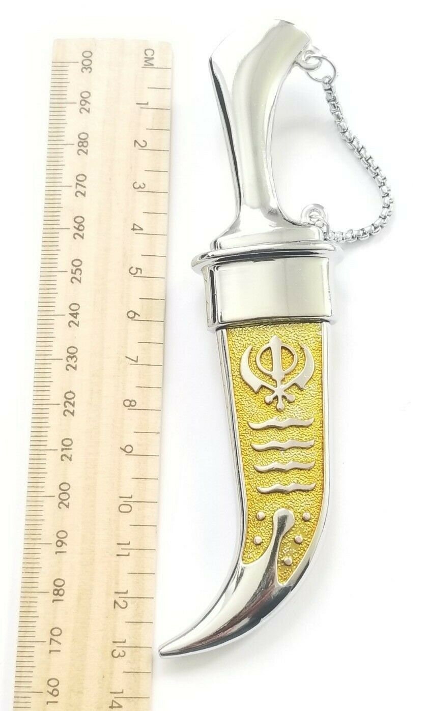 Sikh ceremonial Siri Sahib Stunning Stainless Steel Singh Kaur Kakaar 5Ks Gold2