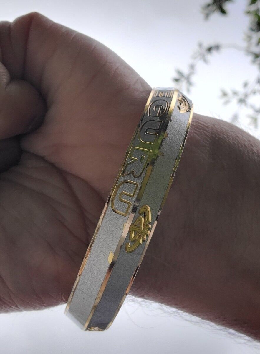 Khanda Waheguru Kara Gold Silver Plated Kada Sikh Singh Kaur Khalsa Bangle AA13