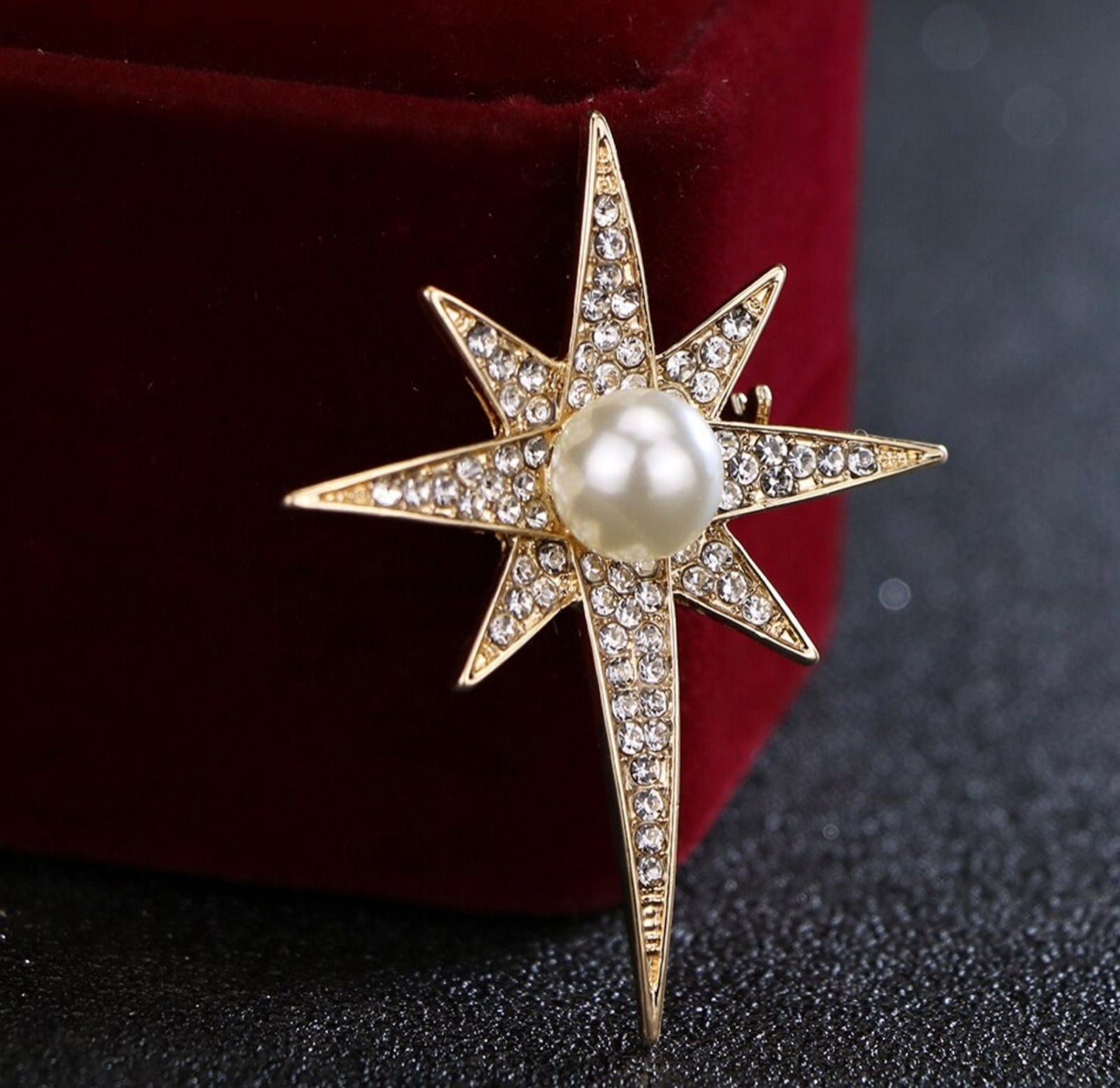 Crystal star design brooch stunning vintage look gold plated broach pin gg35 new
