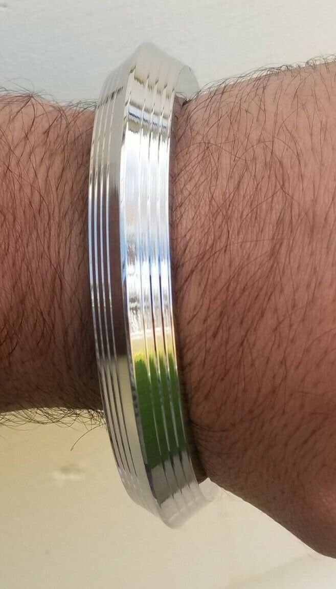 Sikh kara stainless steel chunky lines design kada singh kaur karra bangle w4