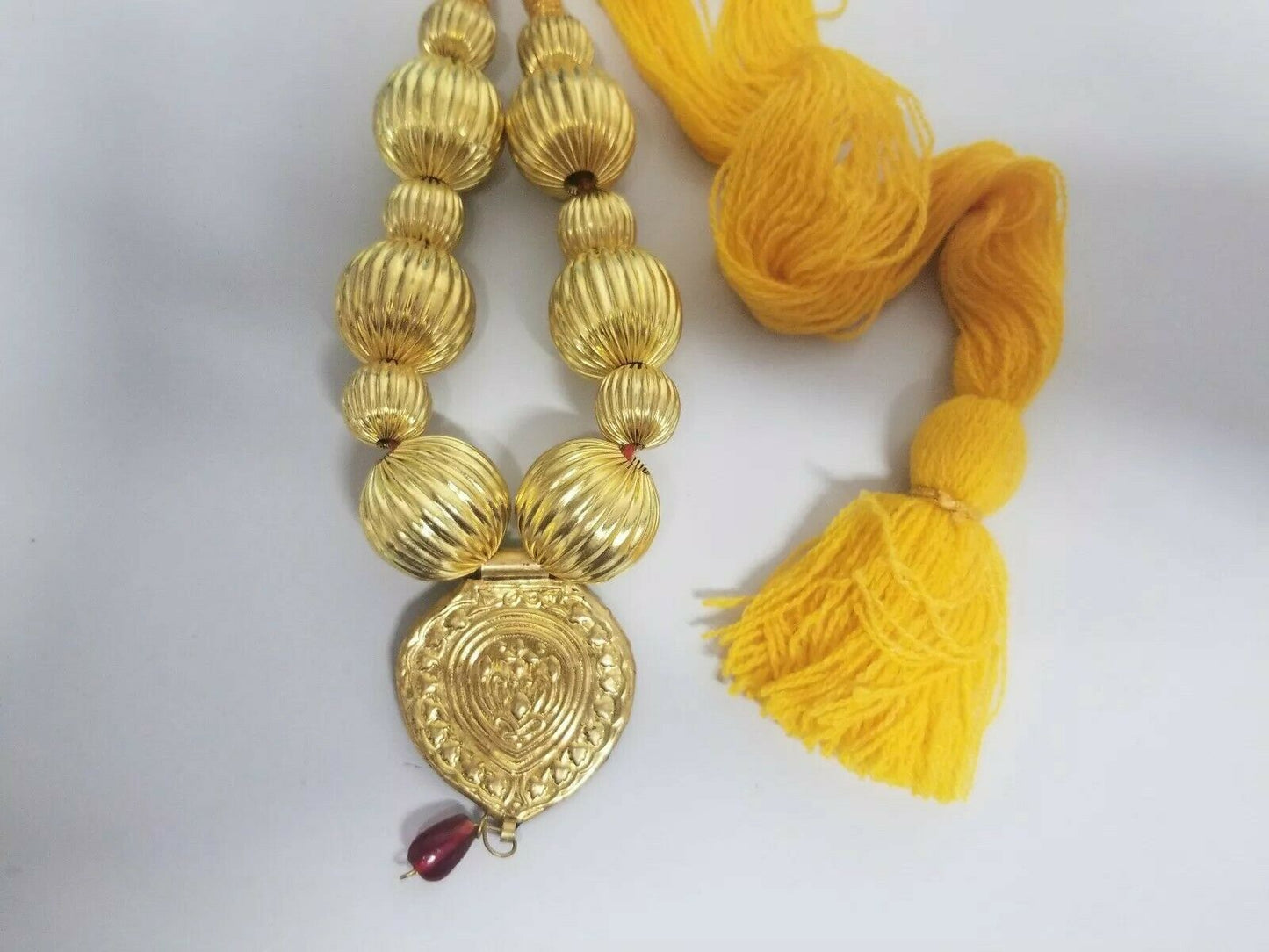 Punjabi Kaintha Pendant Bhangra Giddha Folk Necklace Yellow Thread Panjabi UK
