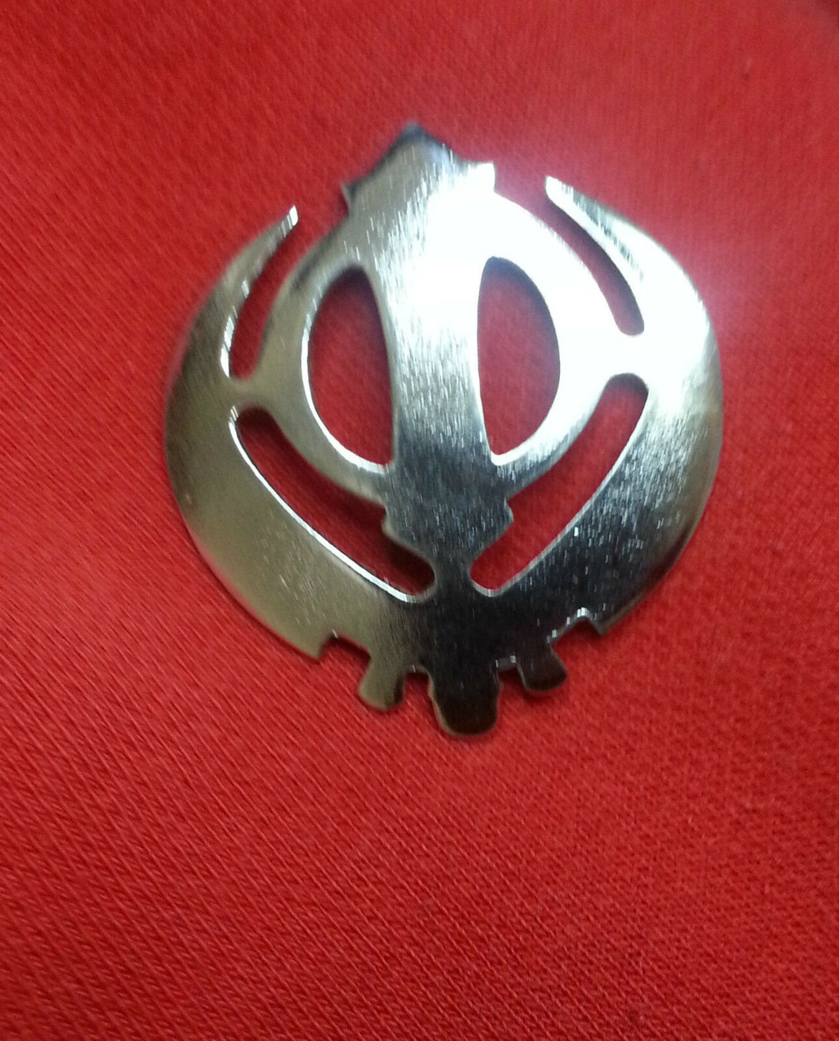 Stunning Chrome Plated Steel SIkh  Khanda Brooch Pin for Singh Turban Patka GIFT