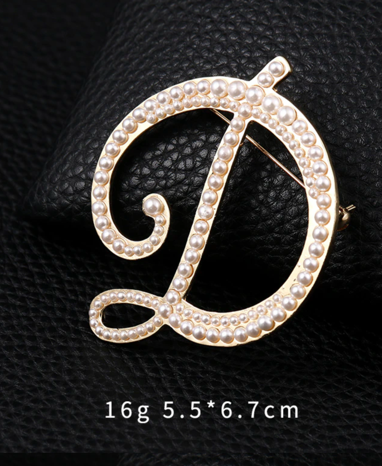 Vintage Look Gold Plated Letter Faux Pearls Brooch Suit Coat Broach Pin GGG3