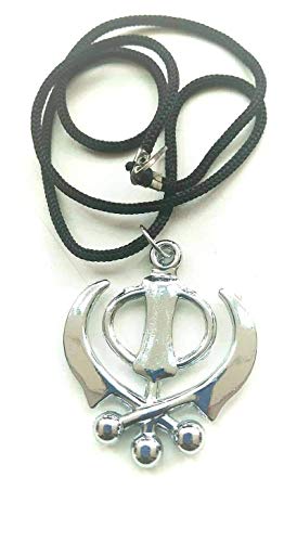 Bracelet en acier inoxydable Punjabi Sikh Khanda avec pendentif en forme de voiture - À suspendre au mur ou à une porte - Pour prospérité, bonne chance - Cadeau idéal pour une pendaison de crémaillère, une réussite et une élimination des obstacles.