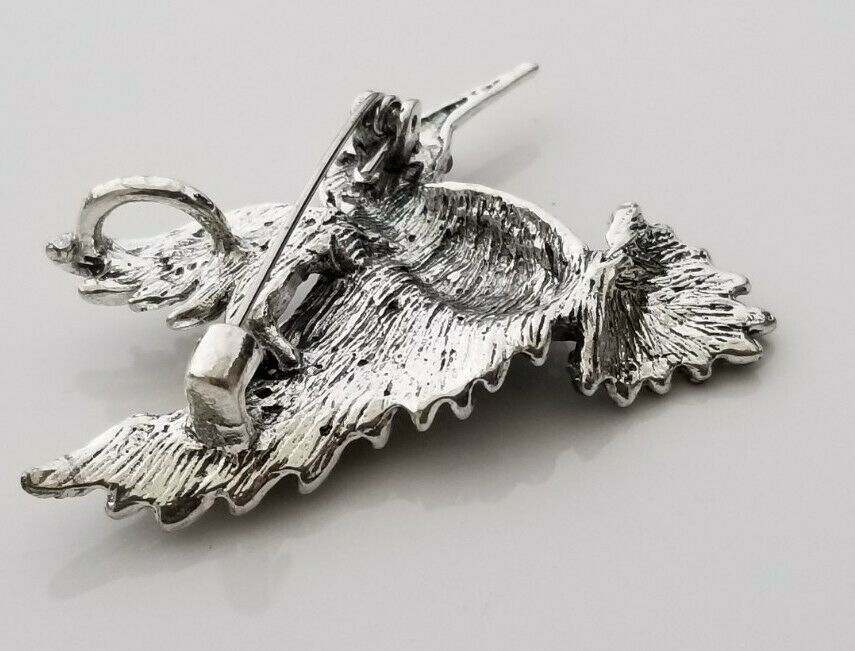 Humming Bird Brooch Vintage Look SILVER Plated Suit Coat Broach Collar Pin B8S