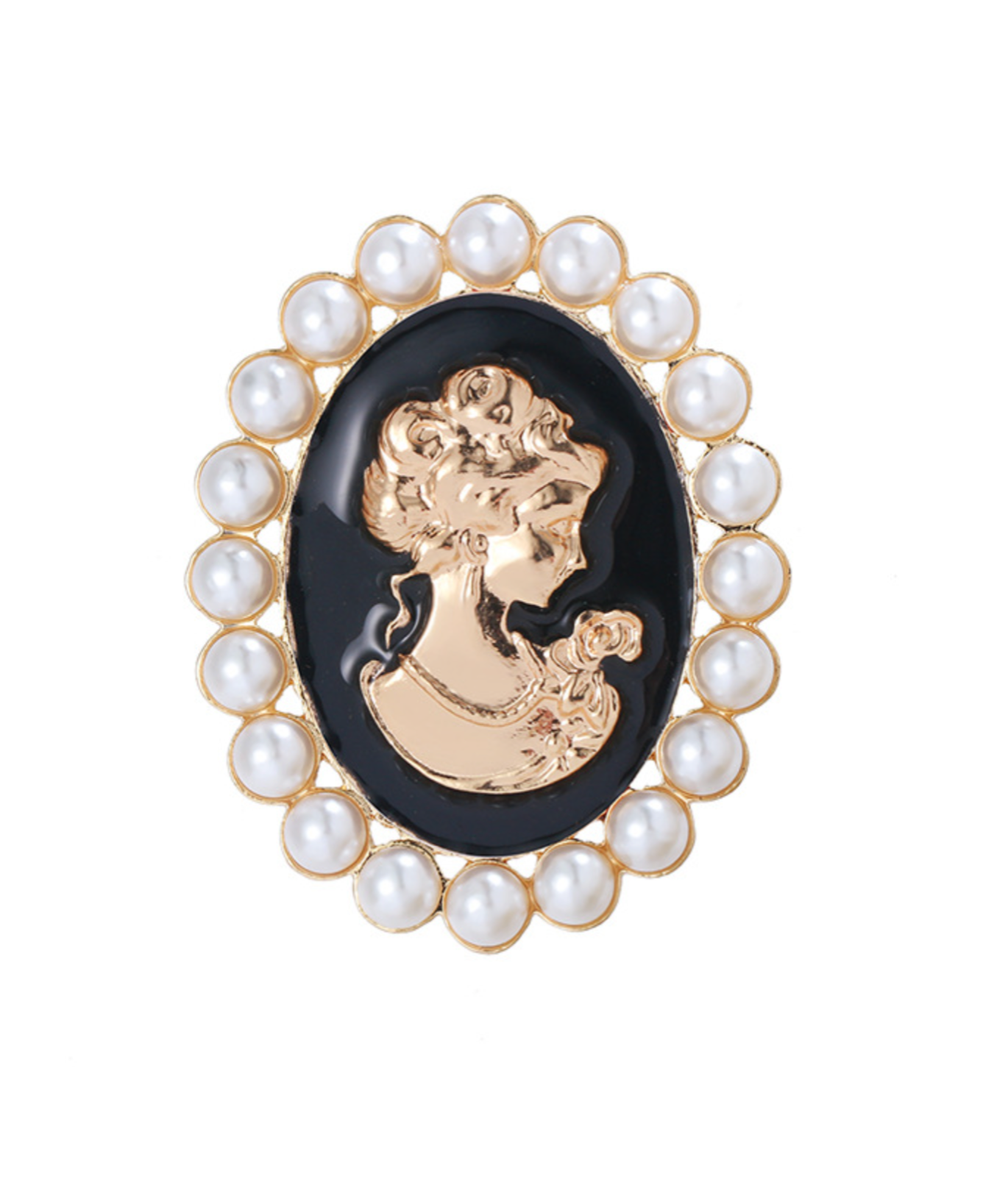 Jubilee Queen Brooch Vintage Look Cameo Lady Gold Plated Pin Beauty Broach K33
