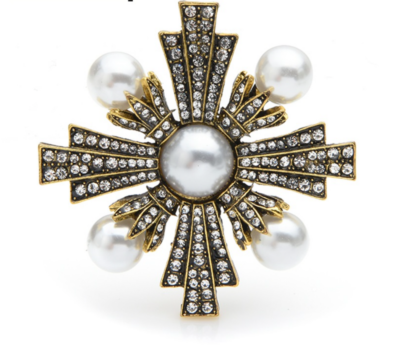 Cross Royal Brooch Vintage Look Gold Plated King Design Broach Celebrity Pin K34