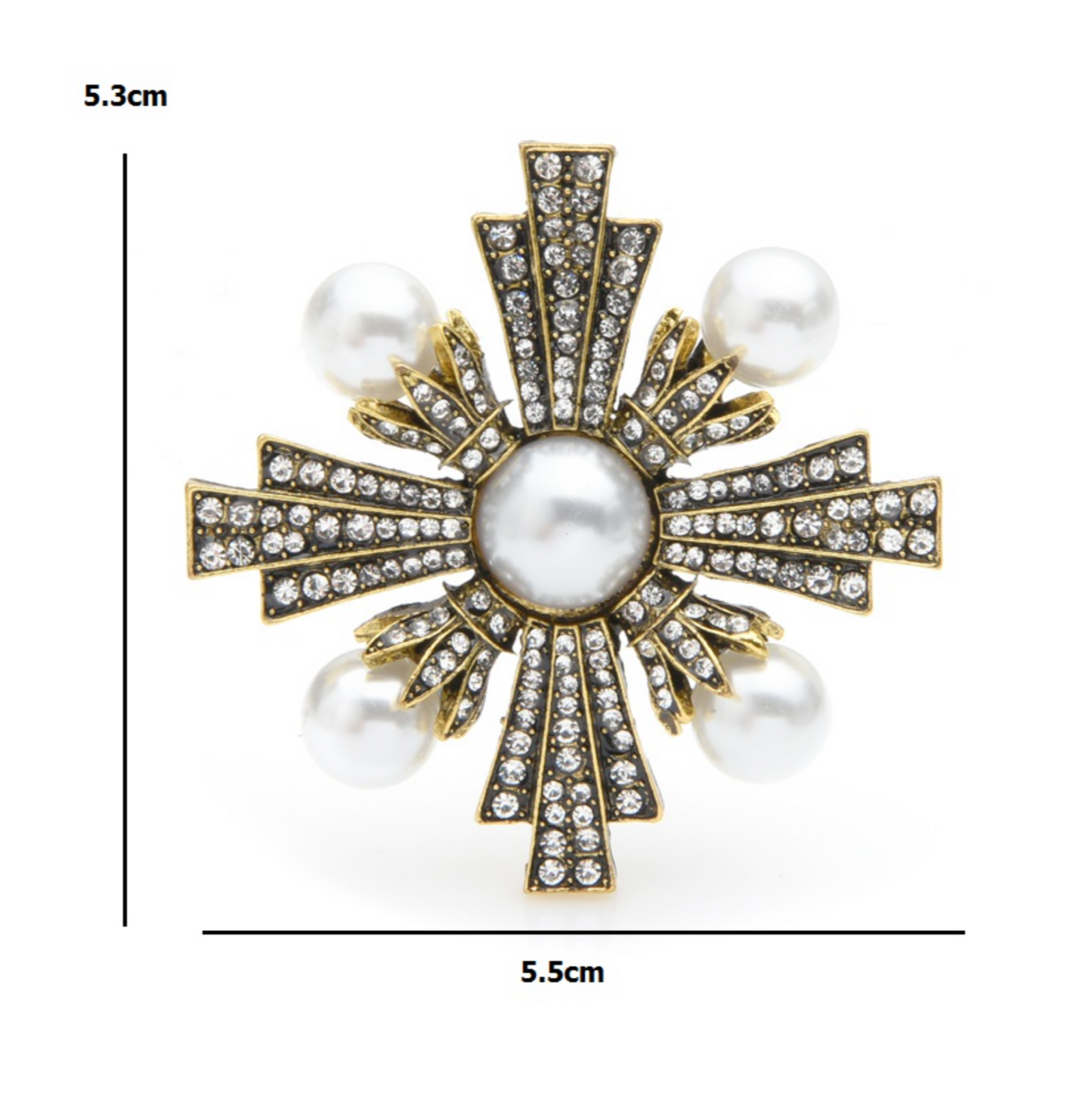 Cross Royal Brooch Vintage Look Gold Plated King Design Broach Celebrity Pin K34