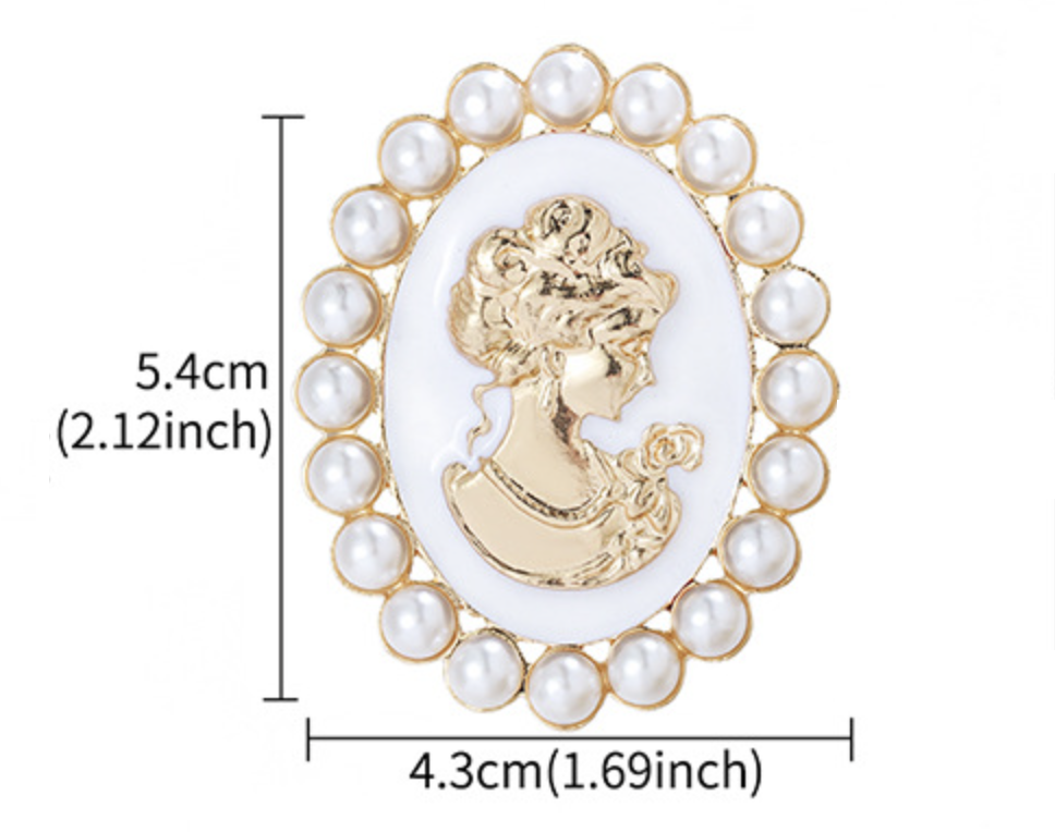 Jubilee Queen Brooch Vintage Look Cameo Lady Gold Plated Pin Beauty Broach K33