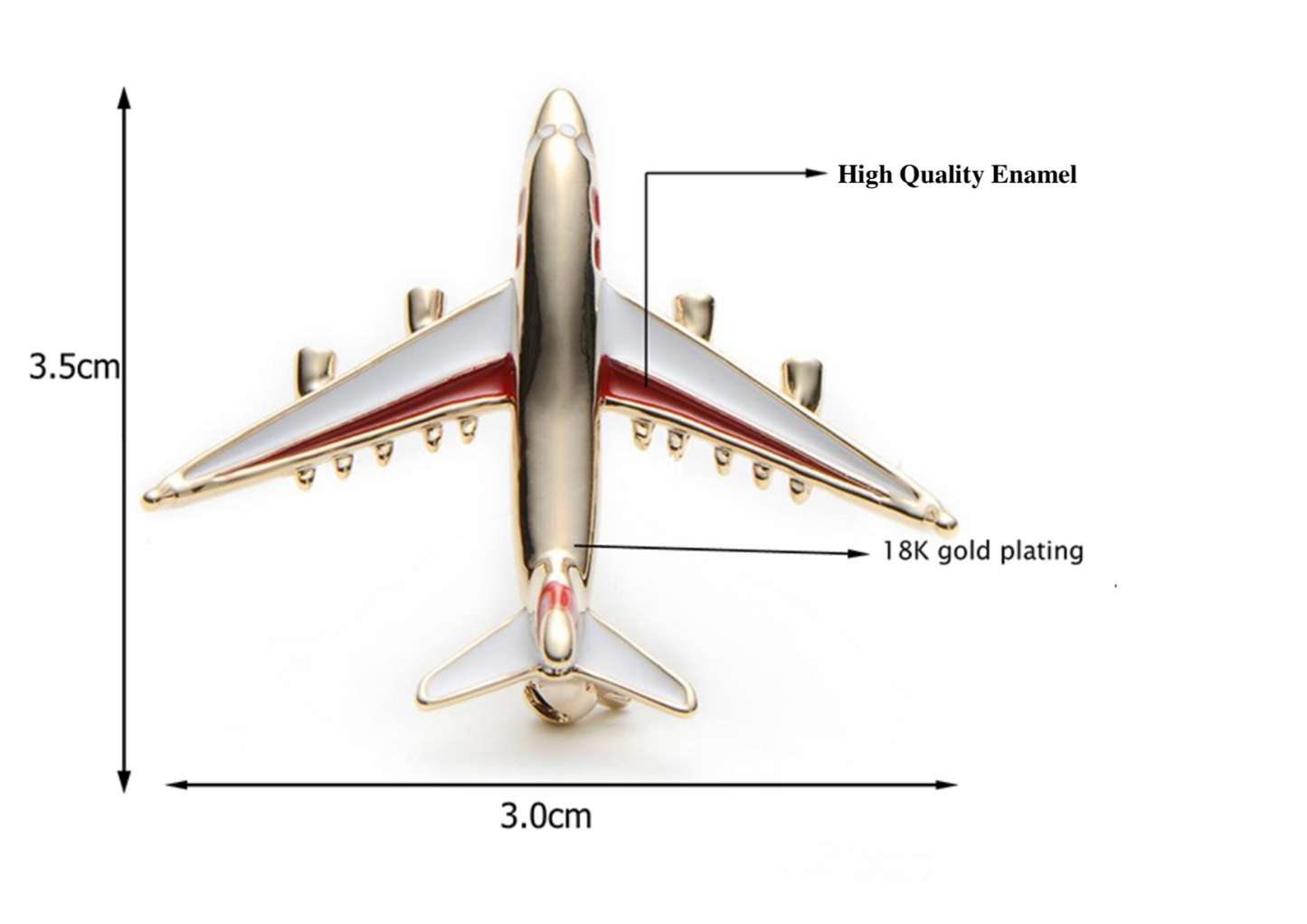 Aeroplane Brooch Vintage Look Queen Pilot Broach Gold Plated Crew Pin K39 New