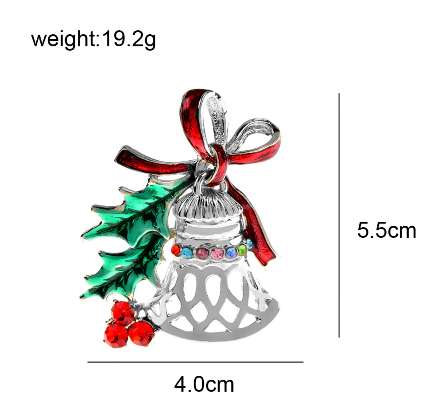 Christmas Bell Brooch Gold Silver Plated Broach Stones Celebrity Queen PIN i14