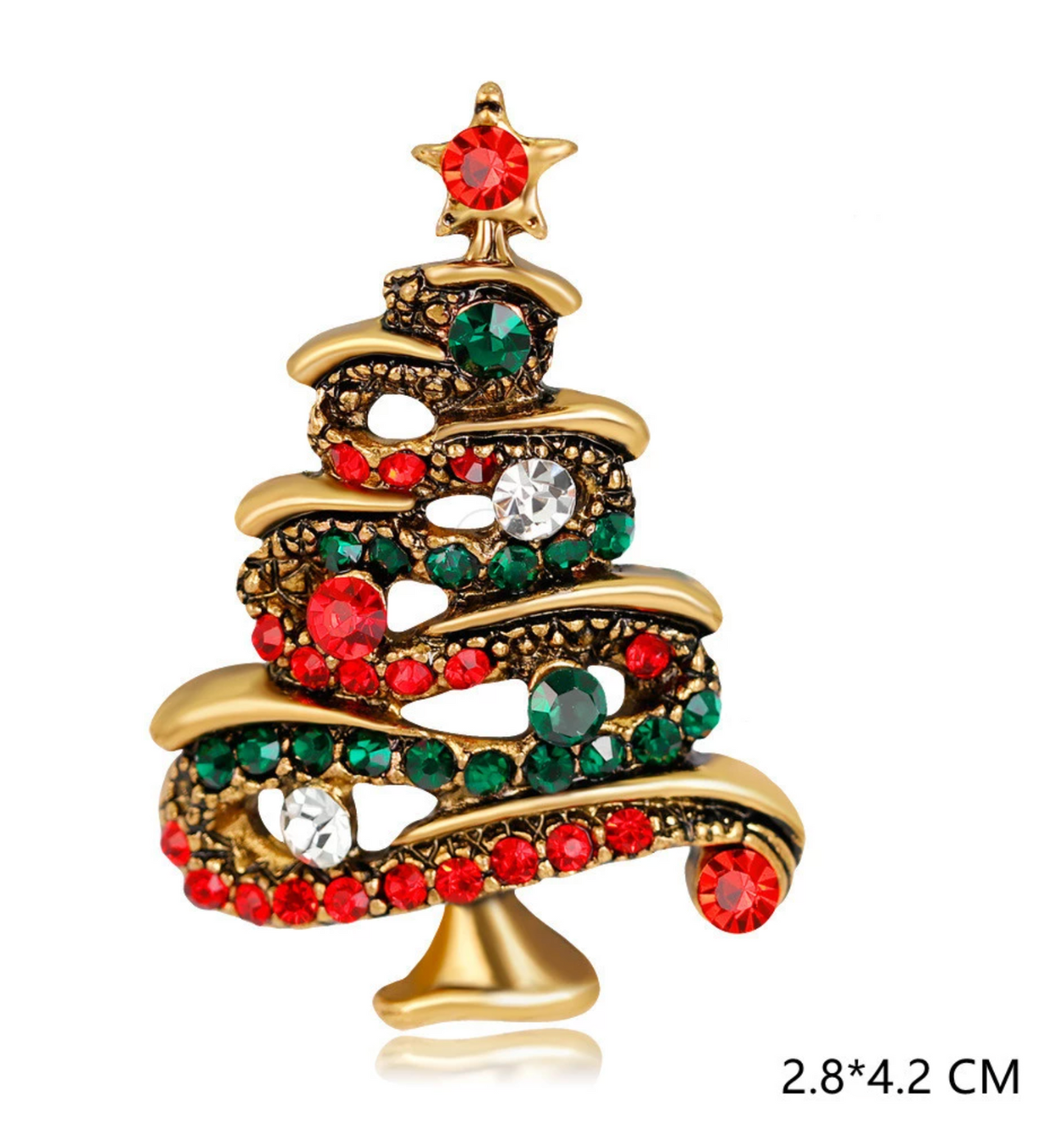 Christmas Tree Brooch Vintage look Gold plated broach Celebrity Queen pin i20