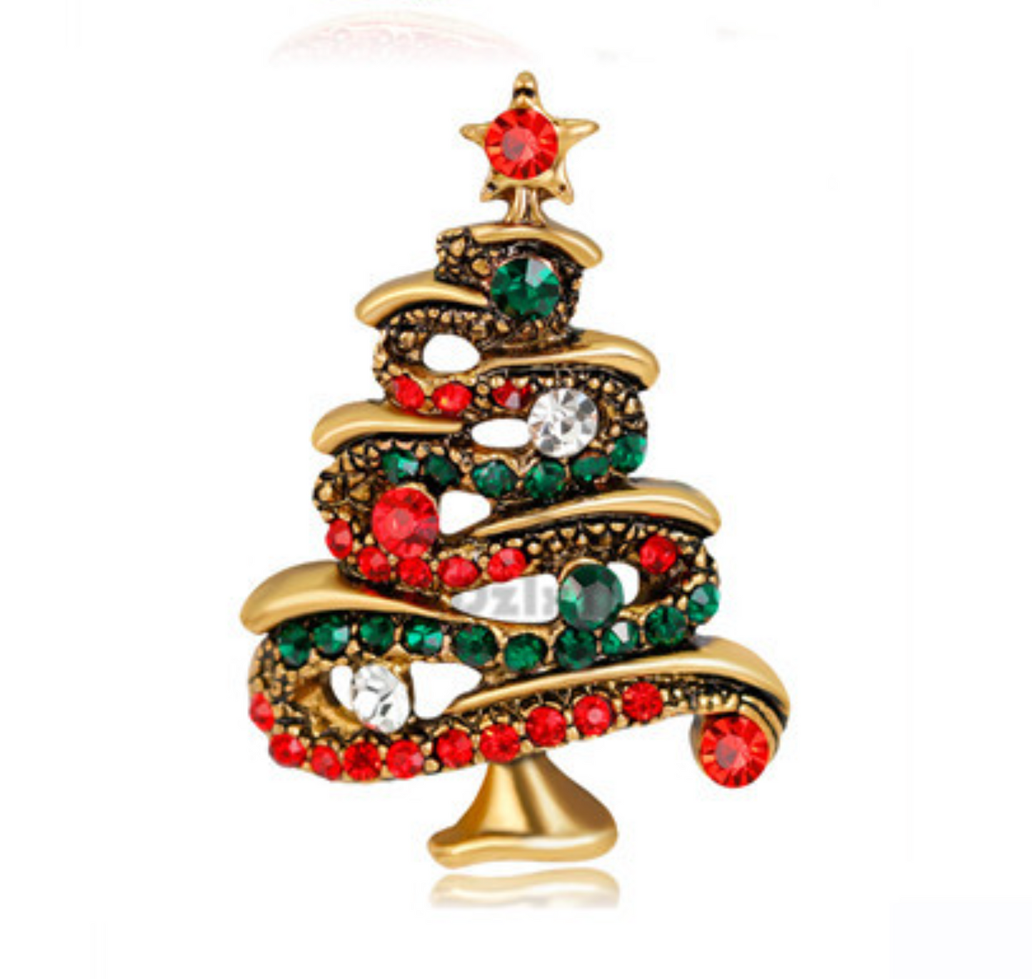 Christmas Tree Brooch Vintage look Gold plated broach Celebrity Queen pin i20