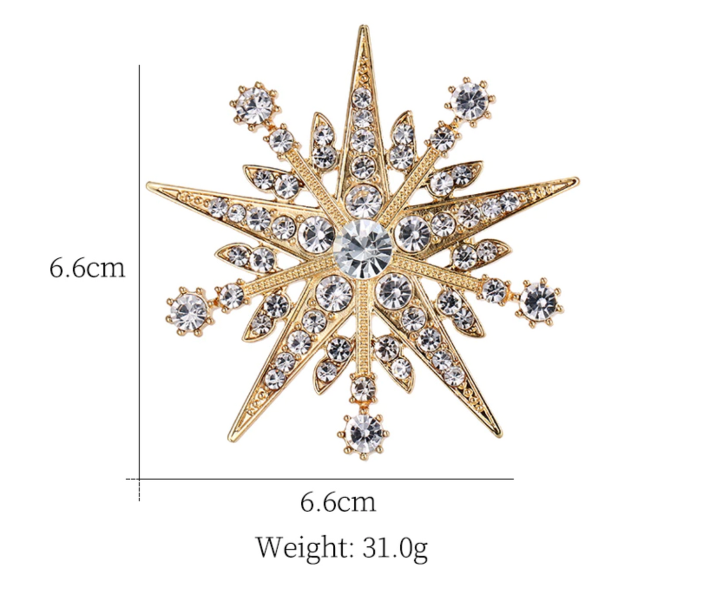 Starburst Celebrity Brooch Pin Stunning Vintage Look Gold plated Broach JJJ34G