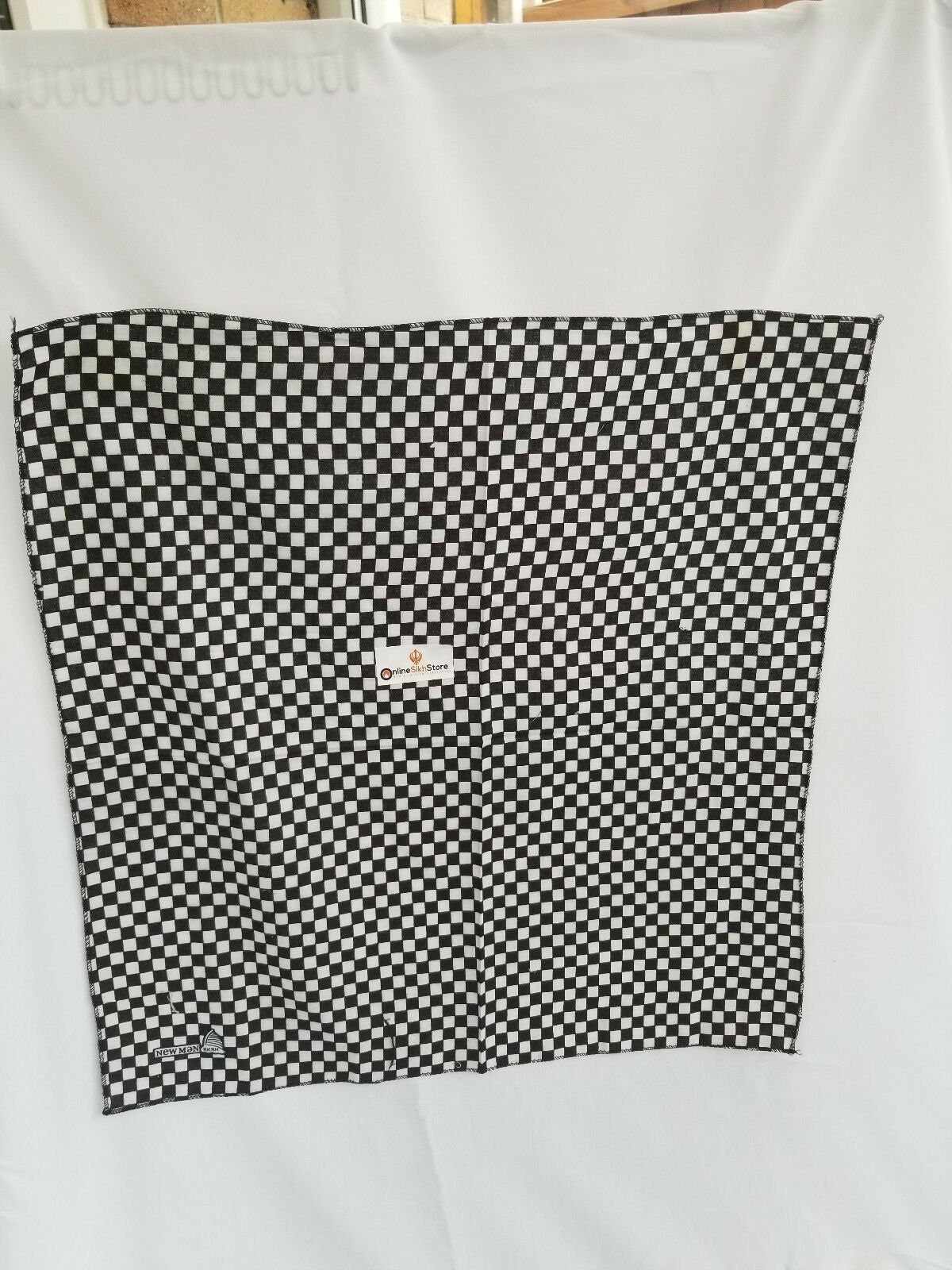Sikh punjabi black white boxes hindu bandana head wrap gear rumal handkerchief