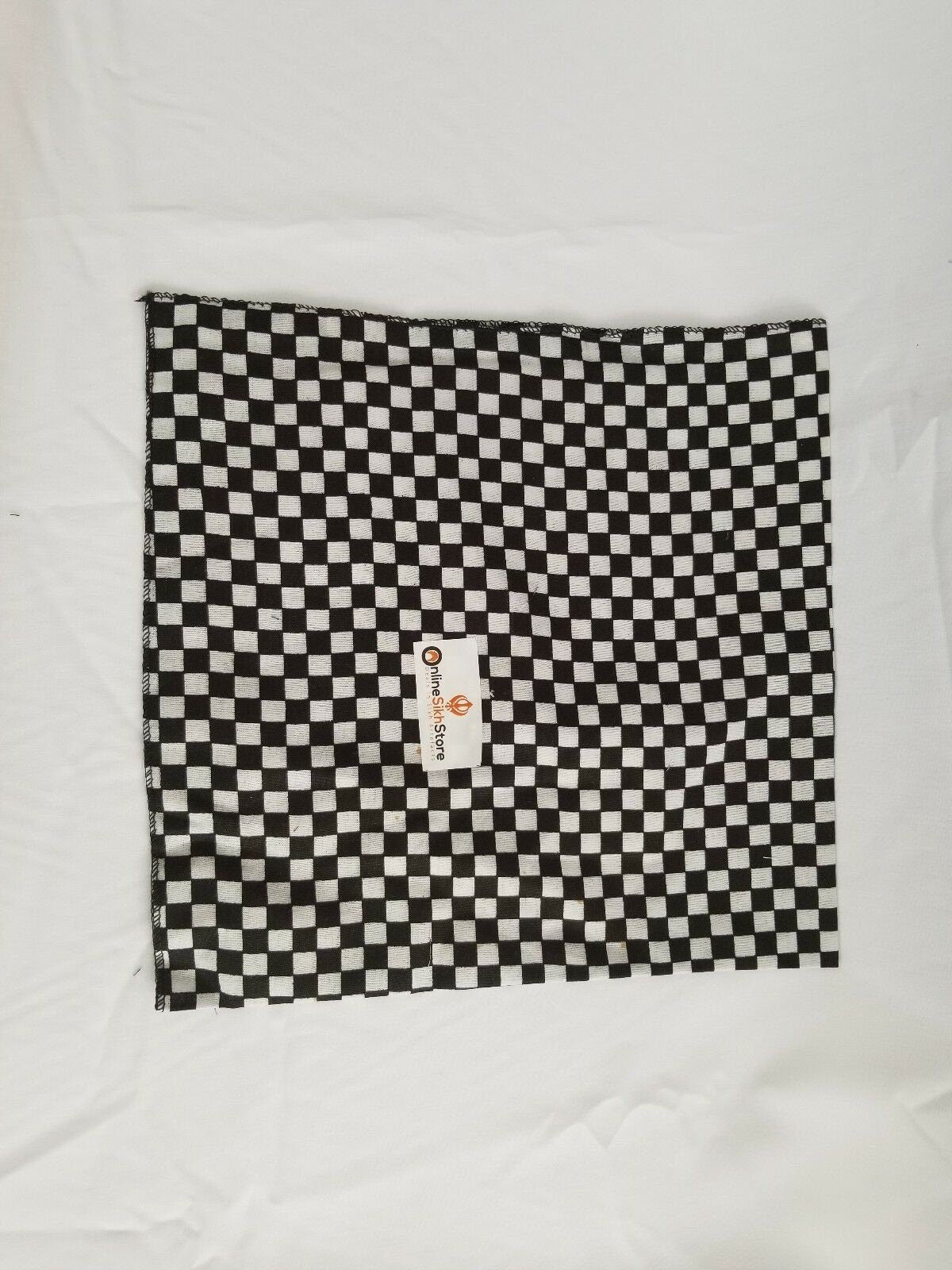 Sikh punjabi black white boxes hindu bandana head wrap gear rumal handkerchief