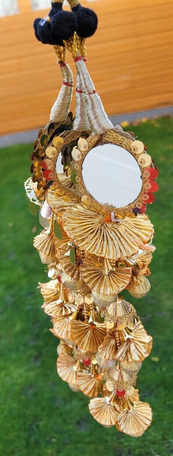 Indian punjabi parandi mehndi jaago mirror bridal patiala paranda hair braid ii5R