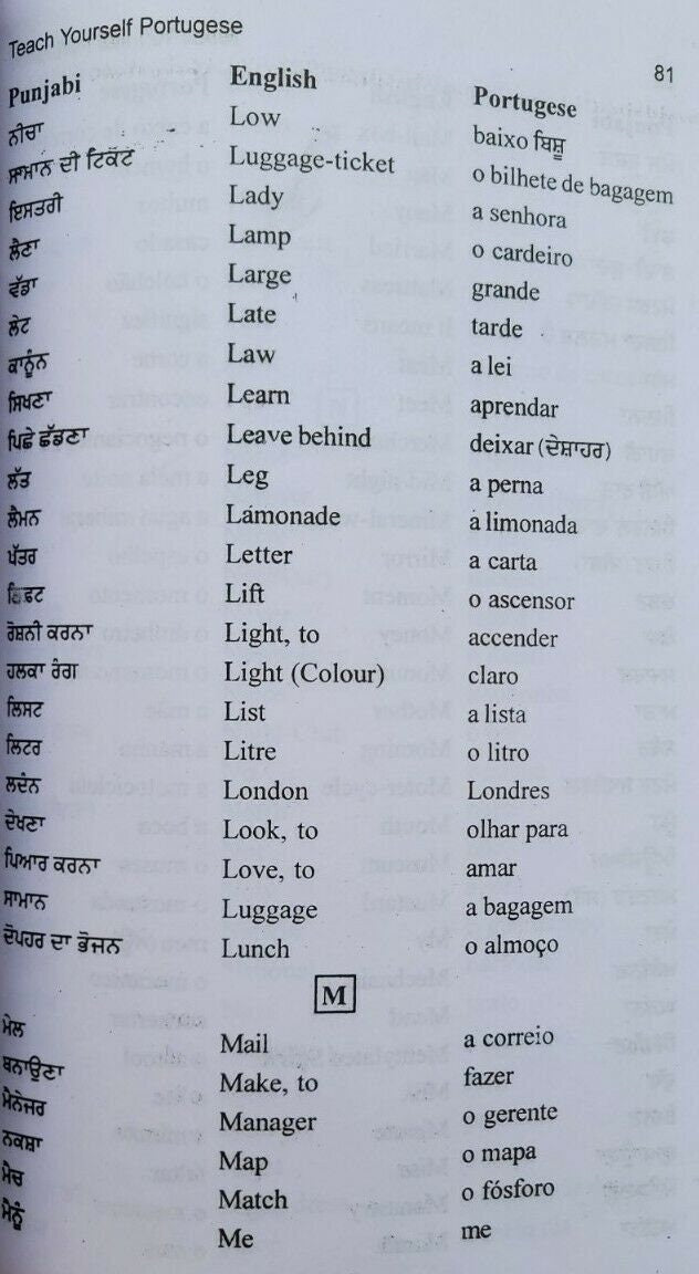 Teach Yourself Portuguese in 60 Days Punjabi English Course Book Learn easy MA
