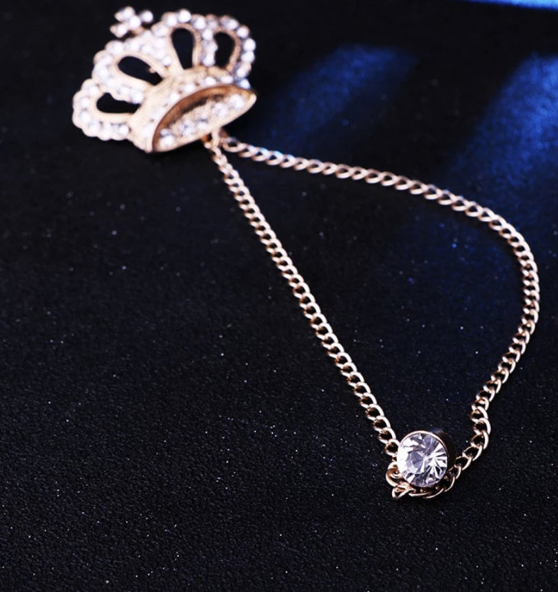 Crown King Brooch Gold Silver Plated Stunning Diamonte Celebrity Queen Pin U13