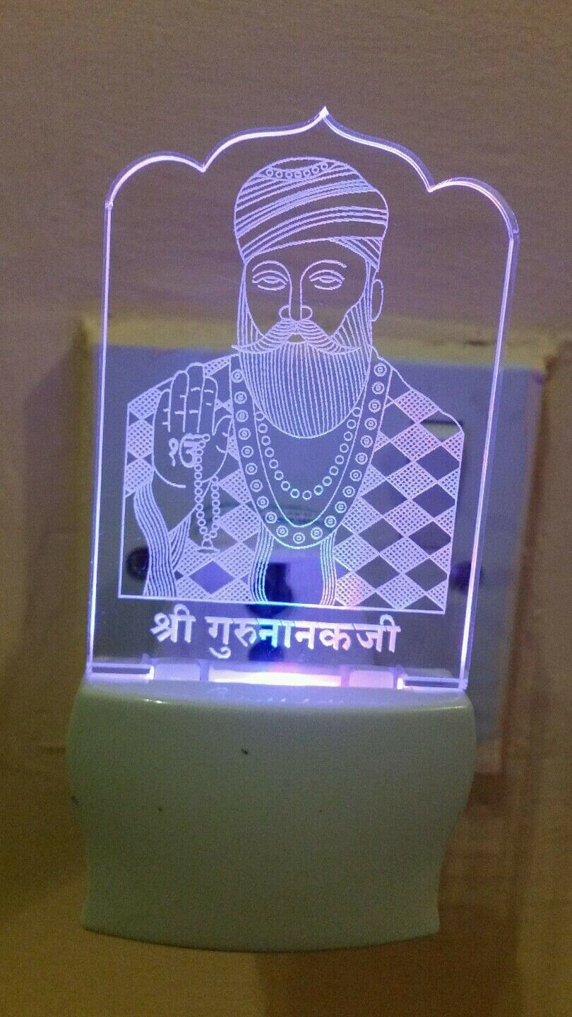 Led guru nanak night light lamp colour changing soft light religious sikh gift