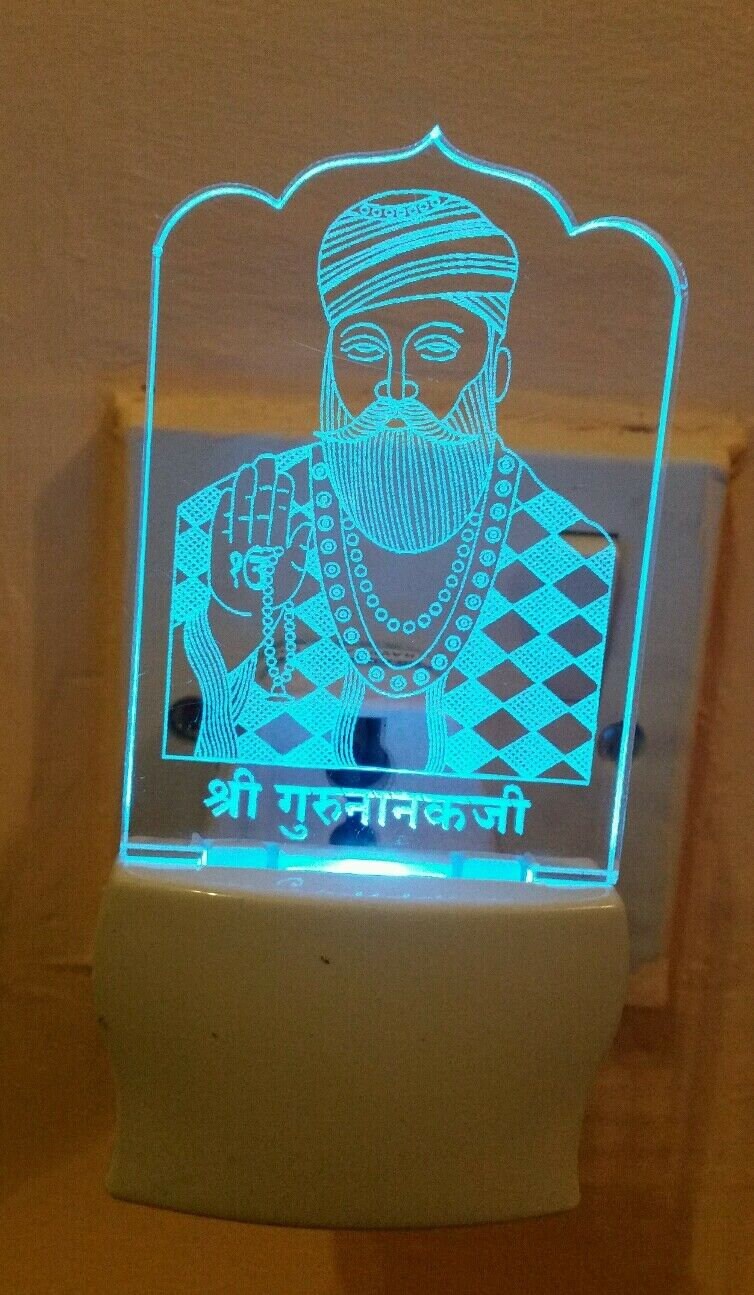 Led guru nanak night light lamp colour changing soft light religious sikh gift