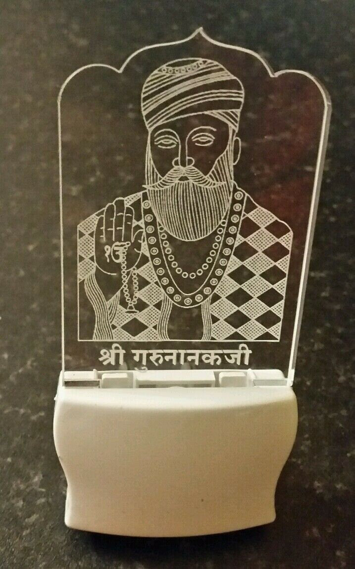 Led guru nanak night light lamp colour changing soft light religious sikh gift