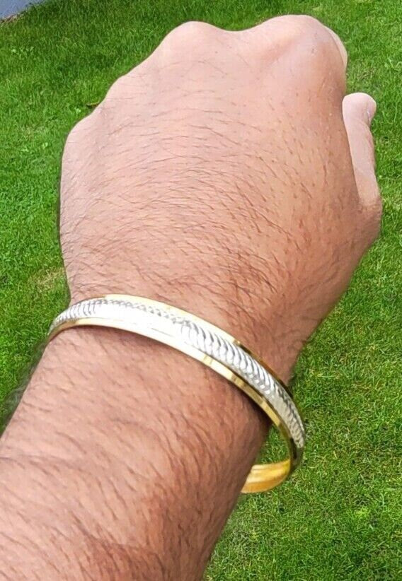 Sikh Kara Gold Silver Plated Two tone Singh Khalsa Kada Kaur Bangle kakar P10R