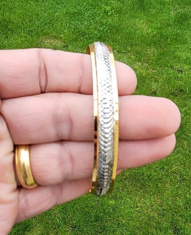 Sikh Kara Gold Silver Plated Two tone Singh Khalsa Kada Kaur Bangle kakar P10R