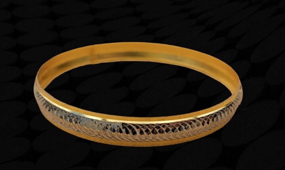 Sikh Kara Gold Silver Plated Two tone Singh Khalsa Kada Kaur Bangle kakar P10R