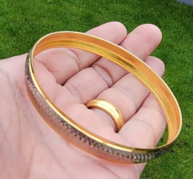 Sikh Kara Gold Silver Plated Two tone Singh Khalsa Kada Kaur Bangle kakar P10R