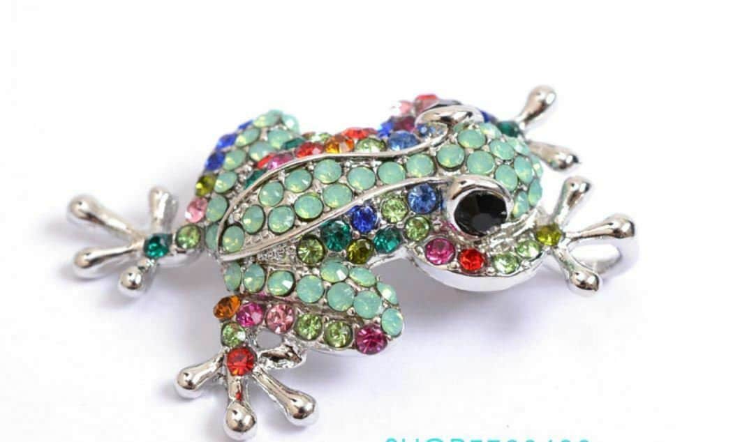 Vintage look gold plated stunning frog brooch suit coat broach collar pin b63g