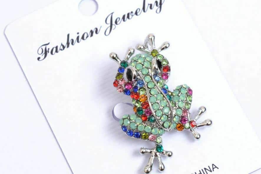 Vintage look gold plated stunning frog brooch suit coat broach collar pin b63g