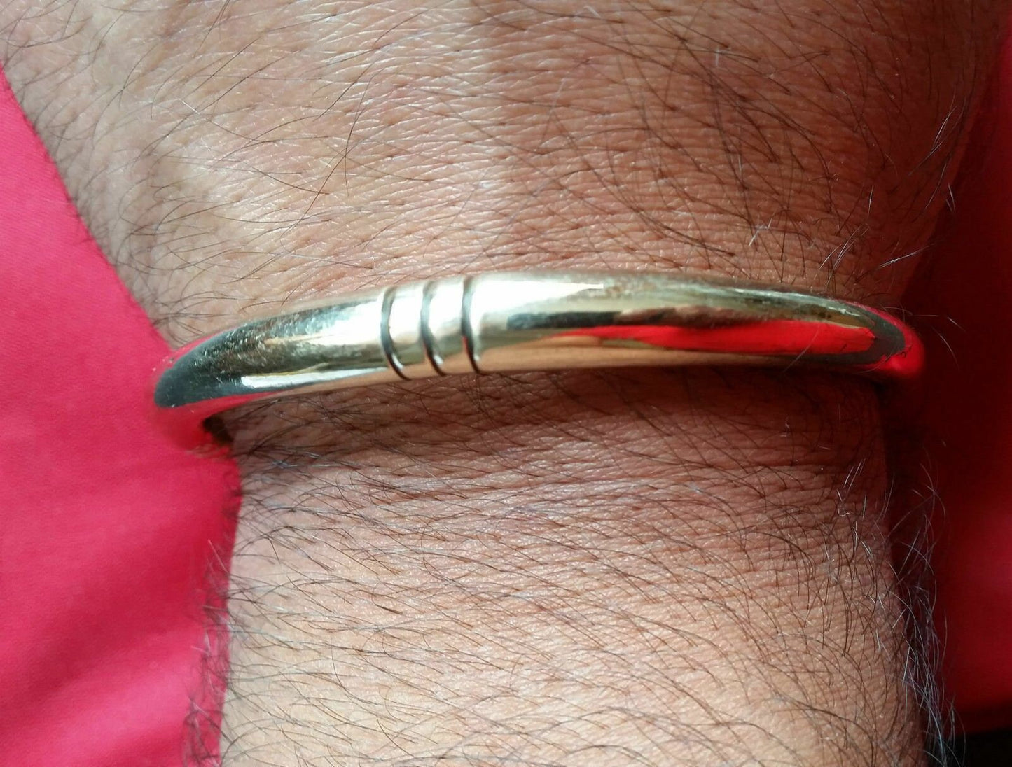 Brass Open Kara 22 ct. Gold Look chunky Singh Kaur kada Sikh Hindu Bracelet