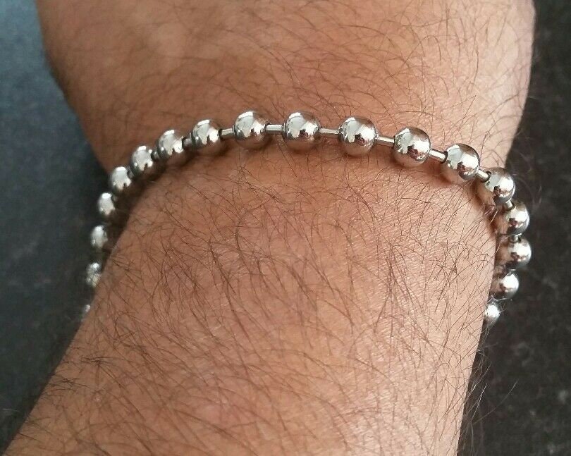 Chrome plated steel meditation praying beads talisman sikh simarna bracelet b2