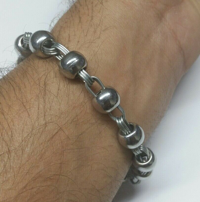 Chrome Plated Steel Meditation Simarna Bracelet Sikh Mala Beads praying Talisman