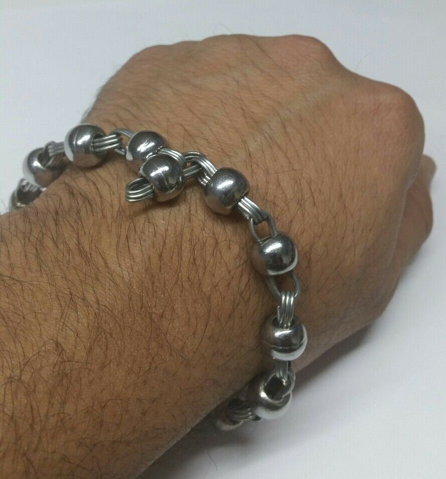 Chrome Plated Steel Meditation Simarna Bracelet Sikh Mala Beads praying Talisman