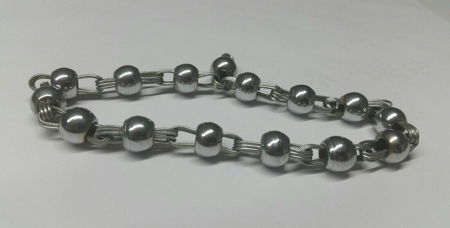 Chrome Plated Steel Meditation Simarna Bracelet Sikh Mala Beads praying Talisman
