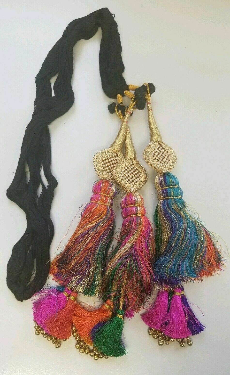 Punjabi Patiala Paranda Hair Braid Tassel Rhinestone Bells Mehndi Jagoo Bridal A14