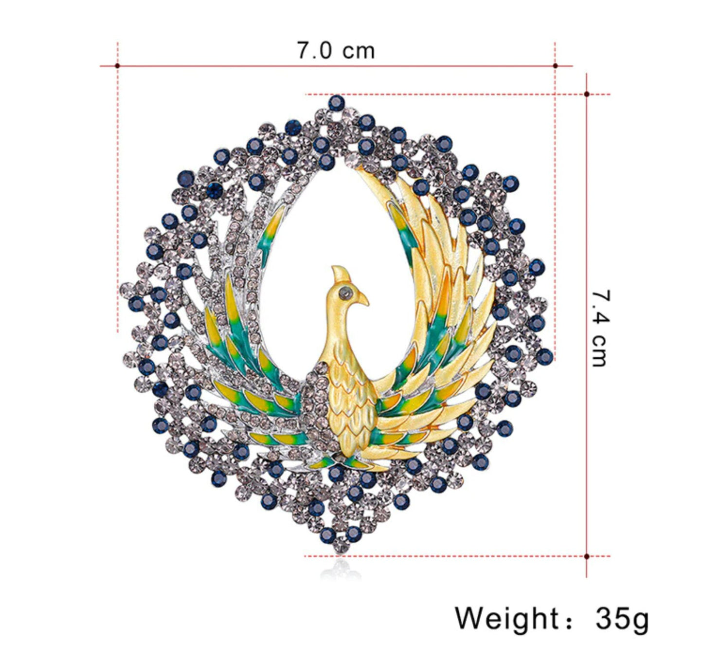 Peacock Brooch Rhinestones Silver Plated Vintage Look Suit Celebrity Pin Gift JJJ5