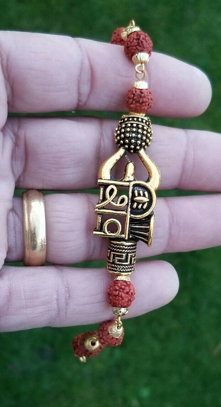 Rudraksh mala natural beads evil eye protection lucky shiv shakti bracelet cc4