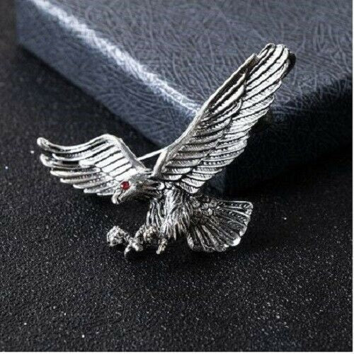 Flying Eagle Brooch Silver Plated Vintage Look Suit Coat Broach Collar Pin B16