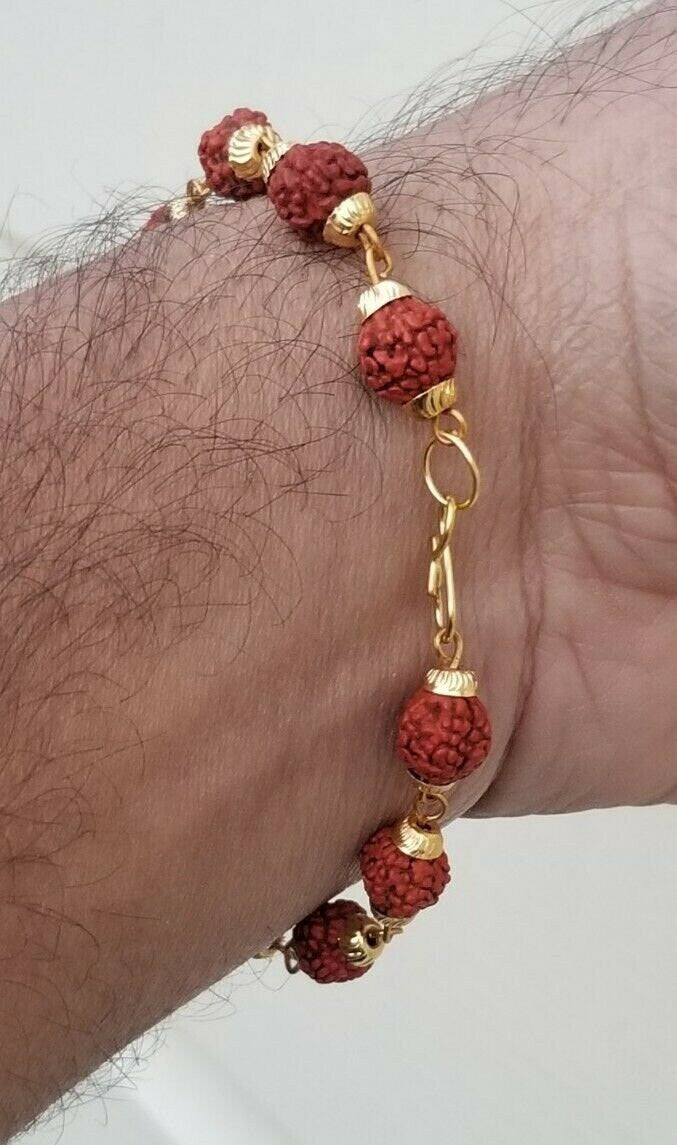 Rudraksh mala natural beads evil eye protection lucky shiv shakti bracelet cc4