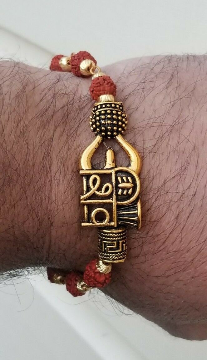 Rudraksh mala natural beads evil eye protection lucky shiv shakti bracelet cc4