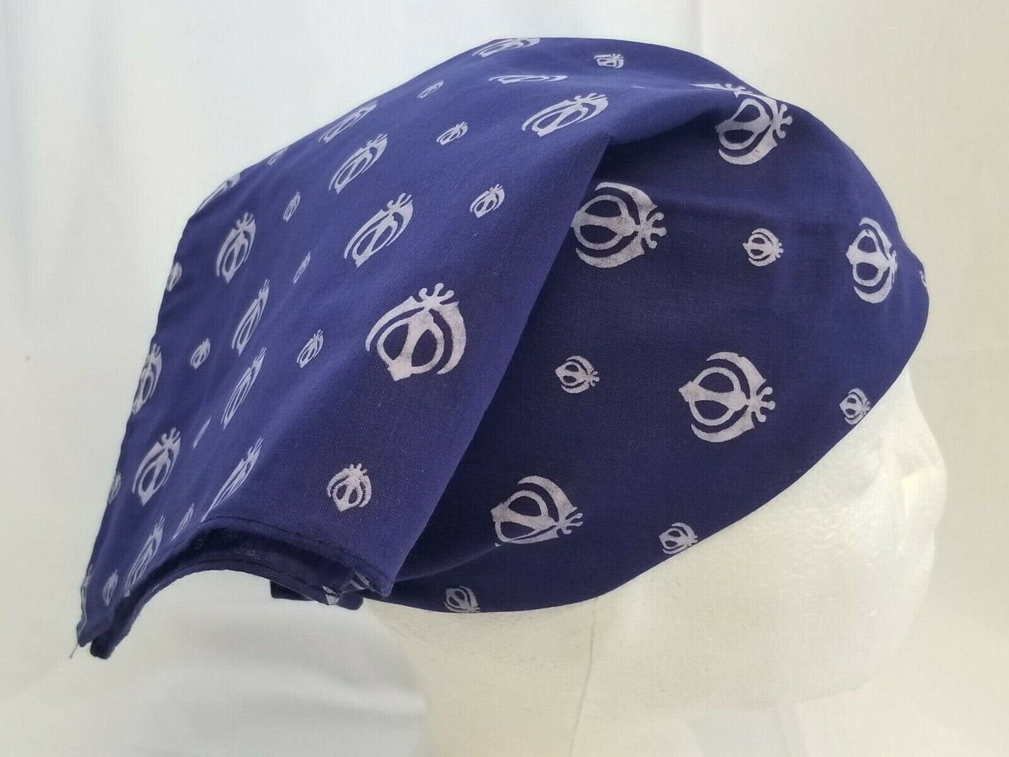 Sikh punjabi singh kaur blue khalsa khandas bandana head wrap gear rumal hankie