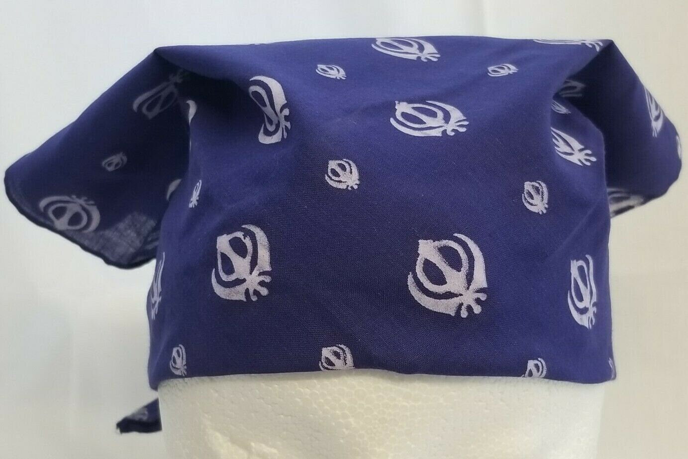 Sikh punjabi singh kaur blue khalsa khandas bandana head wrap gear rumal hankie
