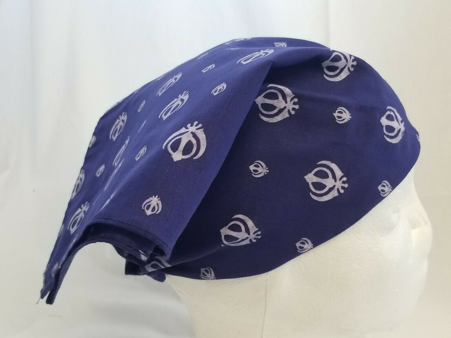 Sikh punjabi singh kaur blue khalsa khandas bandana head wrap gear rumal hankie