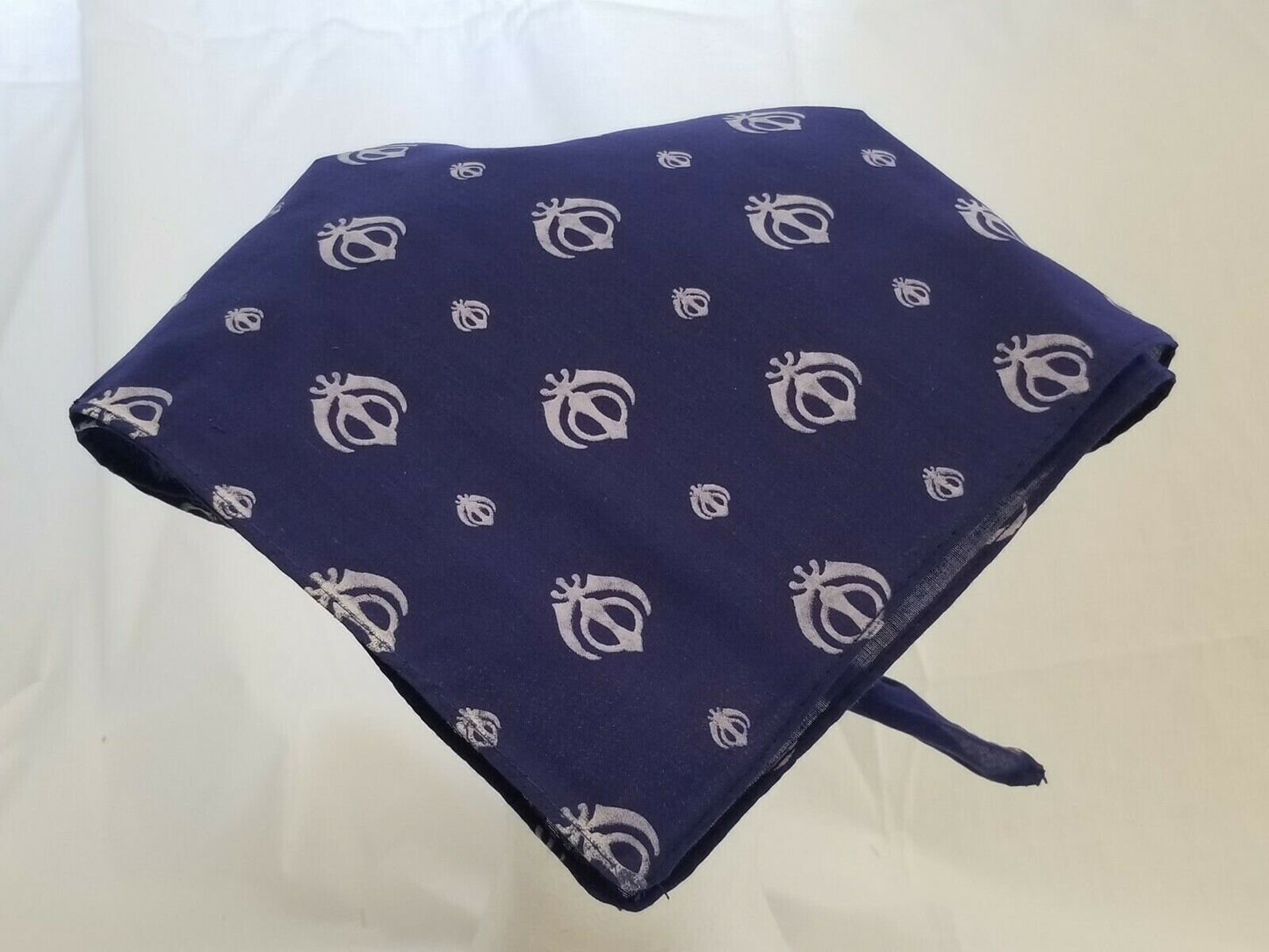 Sikh punjabi singh kaur blue khalsa khandas bandana head wrap gear rumal hankie